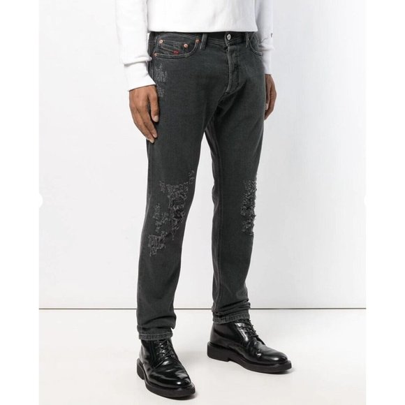 $298 Diesel Men’s Tepphar Slim Carrot Jeans Made In Italy 085AJ Black Size 30X32